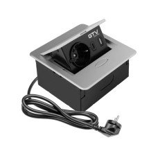 GTV Встраиваемая розетка AVARO квадратная Серая (1 розетка+1USB+1TypeC), кабель 1,5м Schuko (Китай)