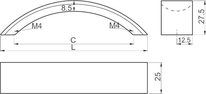 Ручка скоба GTV UA-338-128 алюміній