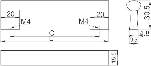 Ручка скоба GTV UA-BO-311-256 алюміній