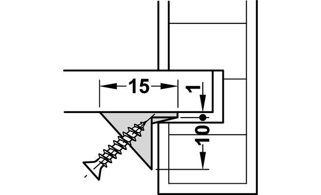 Фіксатор задньої стінки 10x15, пластик, без шурупа, білий Hafele