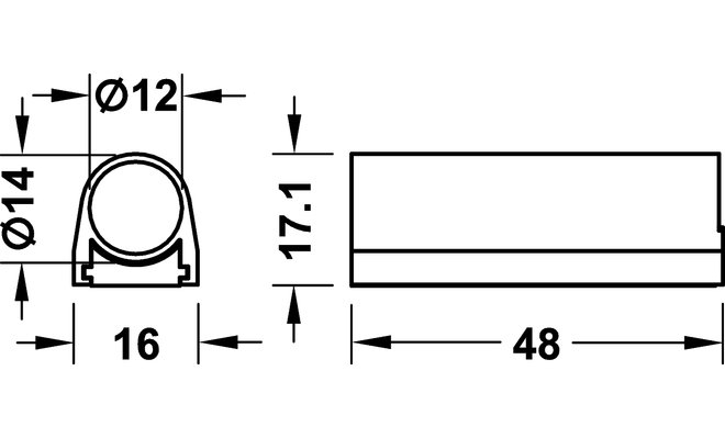 Крепления для выключателей D12мм, серебряный 48х16x17.1мм, Hafele