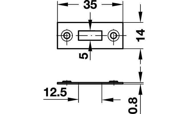 Планка роликова 35x14 мм сталь нікель, Hafele
