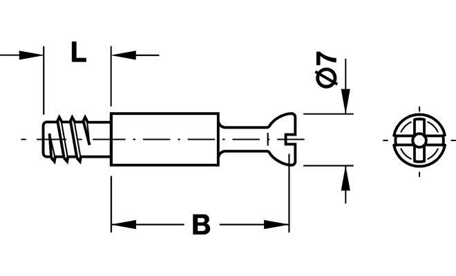 MINIFIX Болт стяжки D = 7мм, L = 11мм, B = 34mm, Hafele
