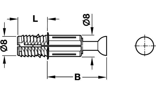 MINIFIX Болт распорный С100N с пласт. муфтой D8мм, L=11,5мм, B=34мм