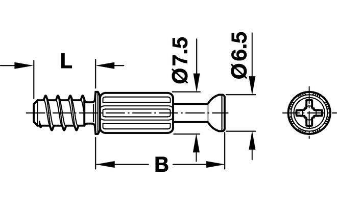MINIFIX Болт стяжки S200 d = 7,5, L = 8,5, B = 24мм Hafele
