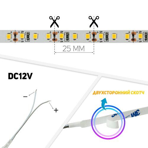 Світлодіодна стрічка BIOM Professional BPS-G3-12-2835-120-WW-20 теплий білий, негерметична