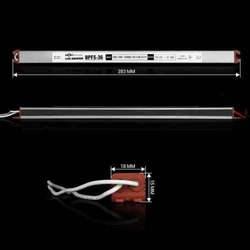 Трансформатор герметичный (stick) Professional, 12v 36W 3А (283х15х18 мм)